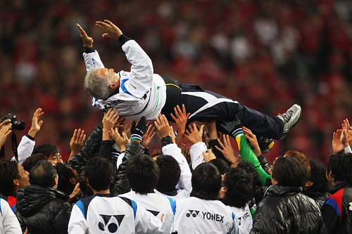 Kashiwa Reysol Players celebrate winning J.League 2011 