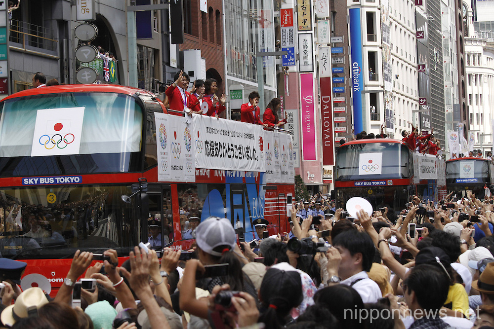 London Olympics Japanese Medalists Parade in Ginza