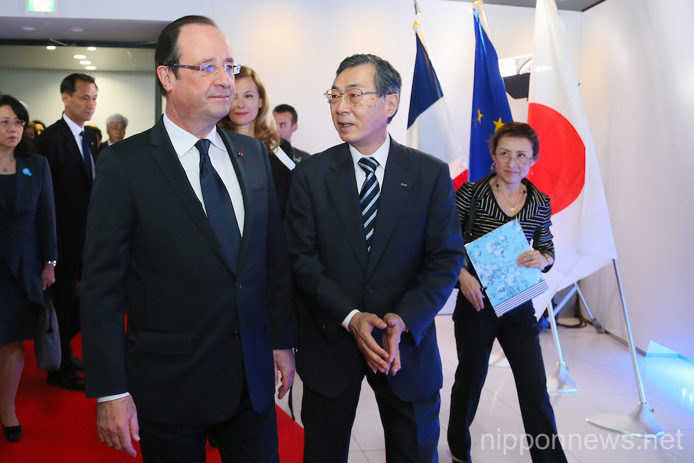 France's President Francois Hollande attends to "Innovons ensemble" at Shibuya Hikarie in Tokyo.