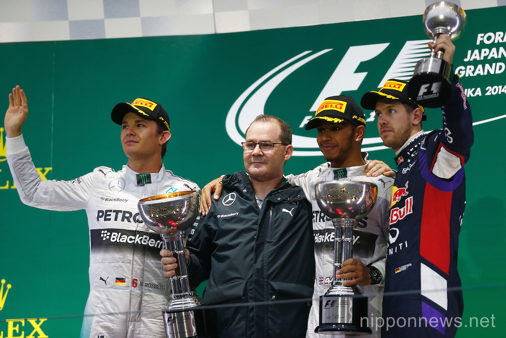 Grand Prix F1 of JAPAN 2014  - Raceday - podium - Lewis HAMILTON, winner,  Nico ROSBERG and Sebastian VETTEL,3rd