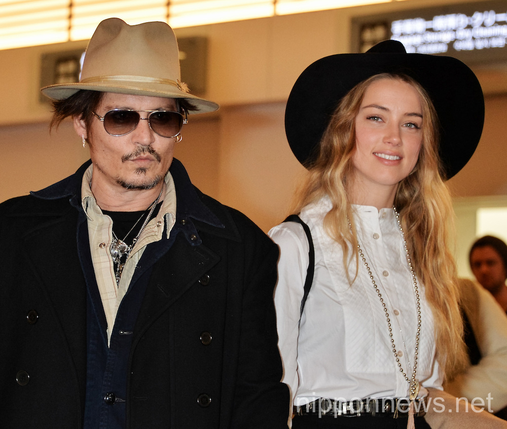 Johnny Depp and Amber Heard arrive at Haneda Airport in Japan