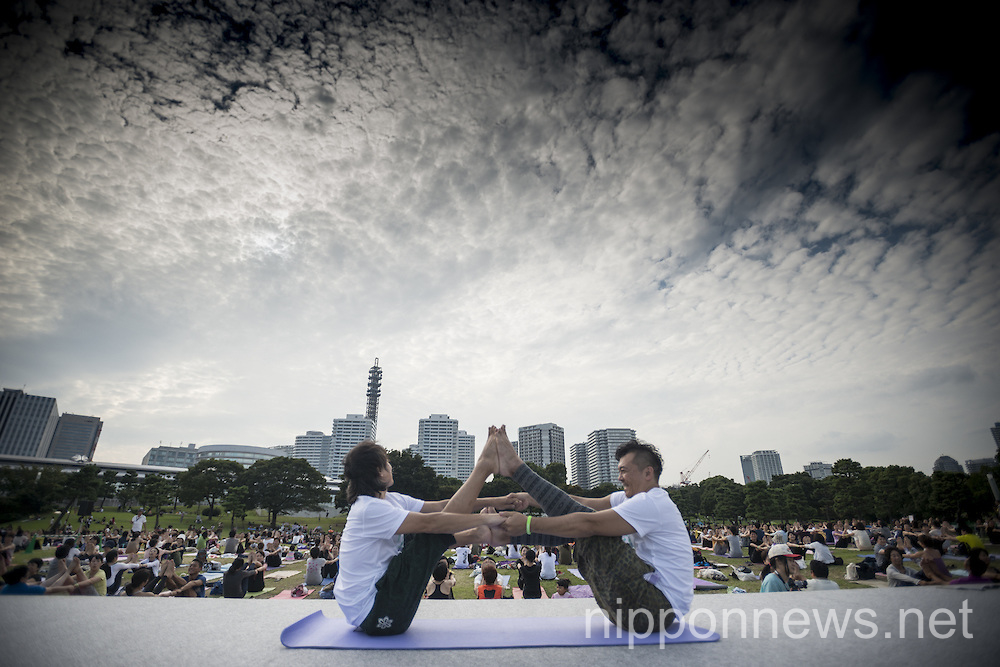 Yoga festival at Rinkai Park in Yokohama