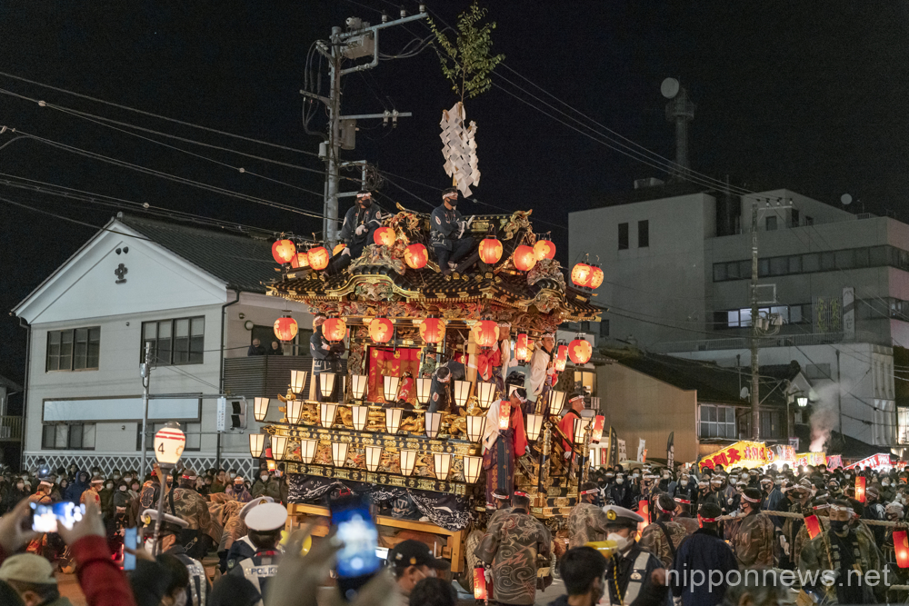 General view, December 3, 2022 - Chichibu Night Festival in Saitama, Japan. Dating back to the Edo period, this traditional festival is held every year on December 2 and 3. The main festivities takes place on December 3. The Chichibu Night Festival is considered one of Japan's top three festivals to feature floats, the others being Kyoto's Gion Matsuri and the Takayama Matsuri. The floats are decorated with lanterns, tapestries, grand wood carvings, and are accompanied by Japanese drums and flutes. The festival's other main attraction is the fireworks display, which lasts almost two and a half hours. (Photo by Keiichi Miyashita/AFLO)