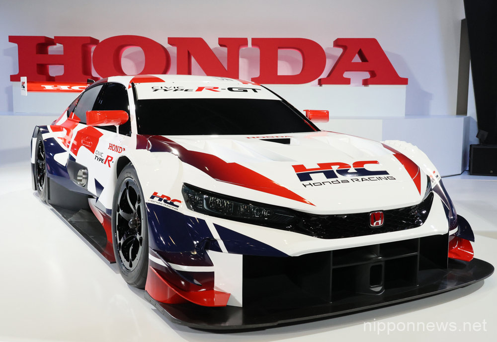 January 13, 2023, Chiba, Japan - Japan's automobile giant Honda Motor displays concept vehicle "civic Type R-GT Concept" for the GT car race at an annual custom car show "Tokyo Auto Salon" in Chiba, suburban Tokyo on Friday, January 13, 2023. (Photo by Yoshio Tsunoda/AFLO)