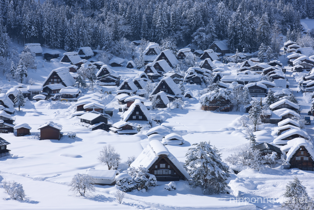 Shirakawago village in the snow, Gifu Prefecture