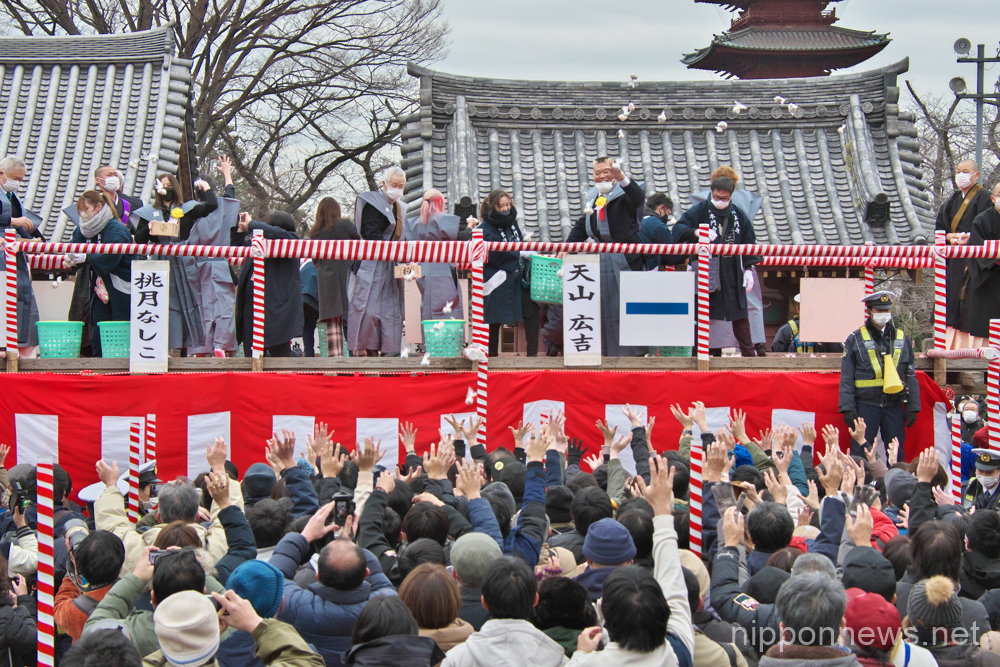 Japanese professional wrestler, Hiroyoshi Tenzan of New Japan Pro-Wrestling attends the bean-throwing ceremony at Ikegami Honmonji Temple in Tokyo, Japan on February 3, 2023. (Photo by AFLO)