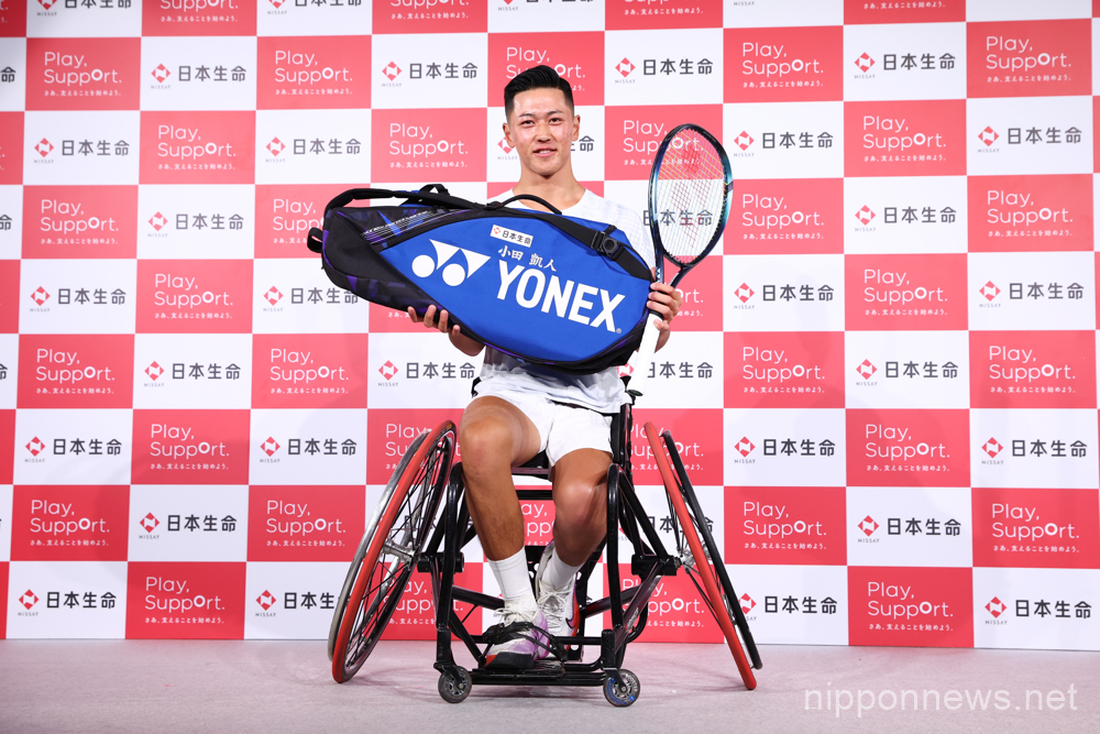 Tokito Oda, APRIL 28, 2023 - Wheelchair Tennis : Wheelchair Tennis player Tokito Oda attends press conference in Tokyo, Japan. Tokito Oda signed a sponsorship agreement with Nippon Life. (Photo by Yohei Osada/AFLO SPORT)