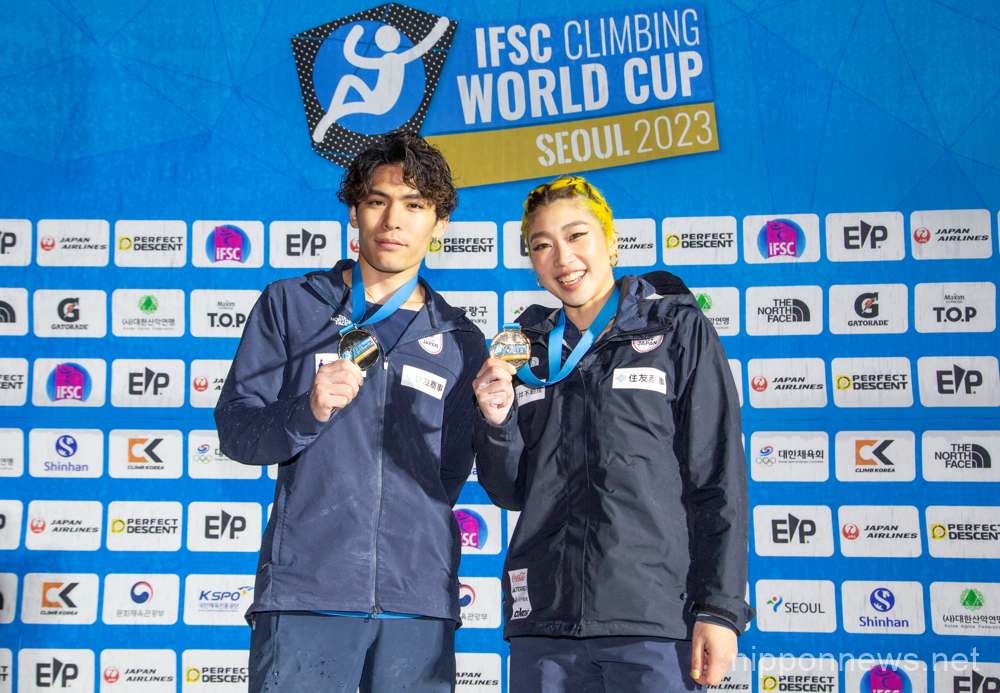 Miho Nonaka secures gold and Tomoa Narasaki gets silver at the Climbing World Cup Seoul 2023