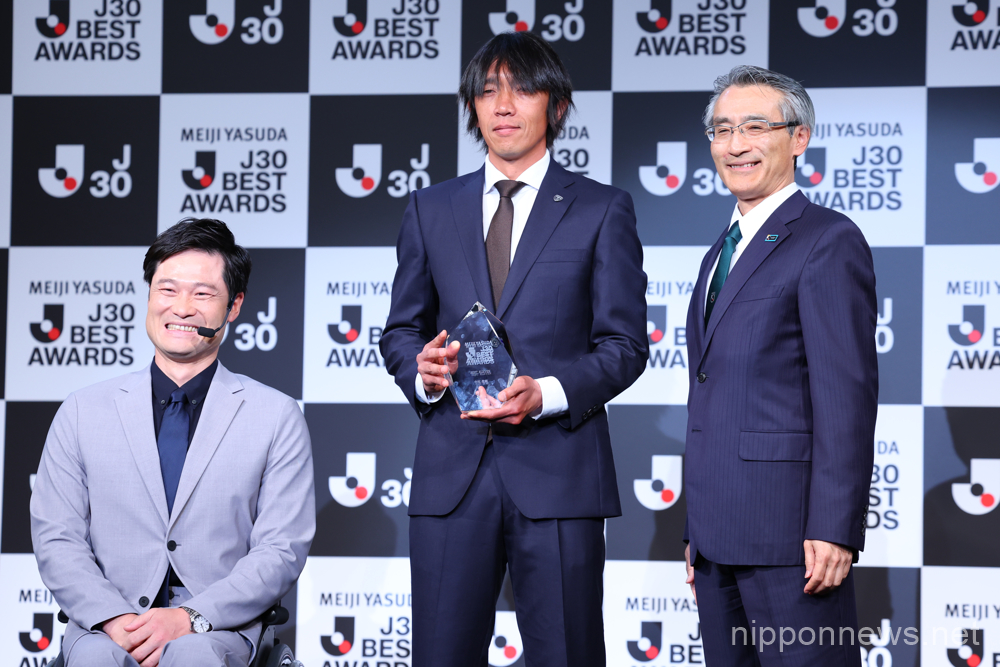 (L-R) Shingo Kunieda, Shunsuke Nakamura, Hideki Nagashima, MAY 15, 2023 - Football / Soccer : Meiji Yasuda J30 Best Awards in Tokyo, Japan. (Photo by Yohei Osada/AFLO SPORT)