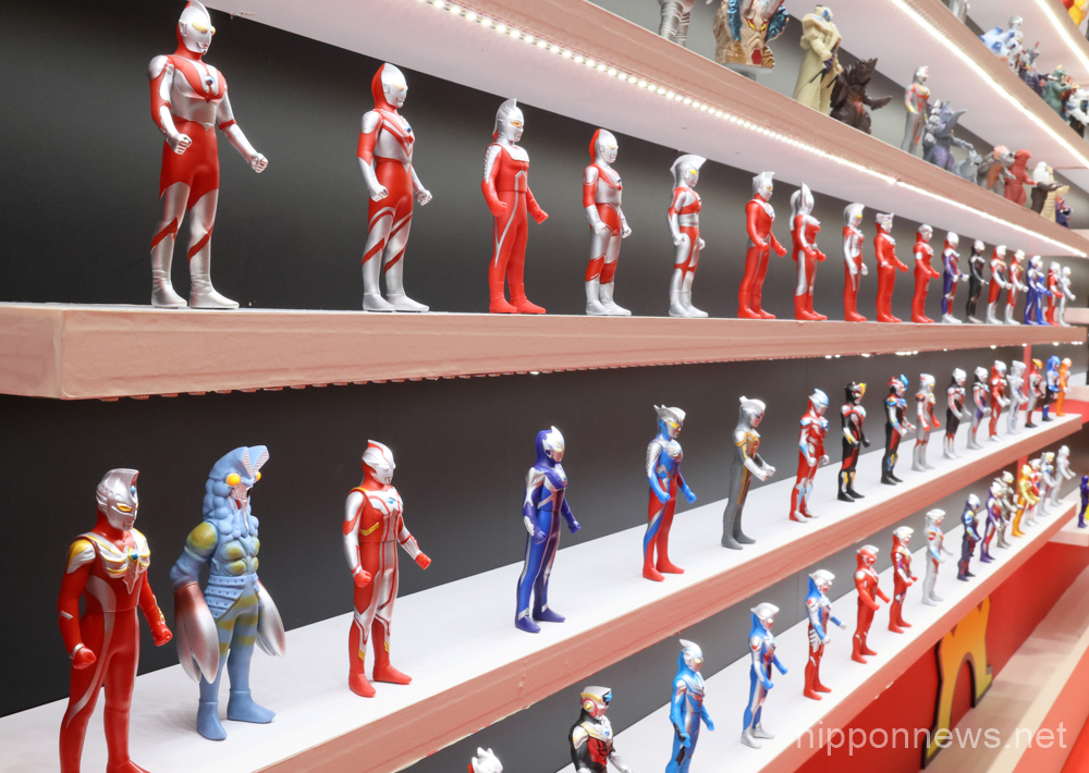 June 8, 2023, Tokyo, Japan - Japanese toy maker Bandai displays figures of Ultraman at the annual Tokyo Toy Show in Tokyo on Thursday, June 8, 2023. Some 150 Japanese and foreign toy makers exhibit their latest products at a four-day exhibition. (photo by Yoshio Tsunoda/AFLO)