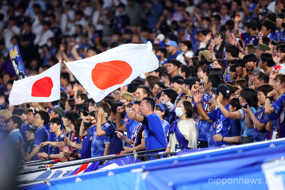 Japan fans (JPN), JUNE 15, 2023 - Football / Soccer : KIRIN Challenge Cup 2023 match between Japan 6-0 El Salvador at Toyota Stadium in Toyota, Aichi, Japan. (Photo by Naoki Nishimura/AFLO SPORT)